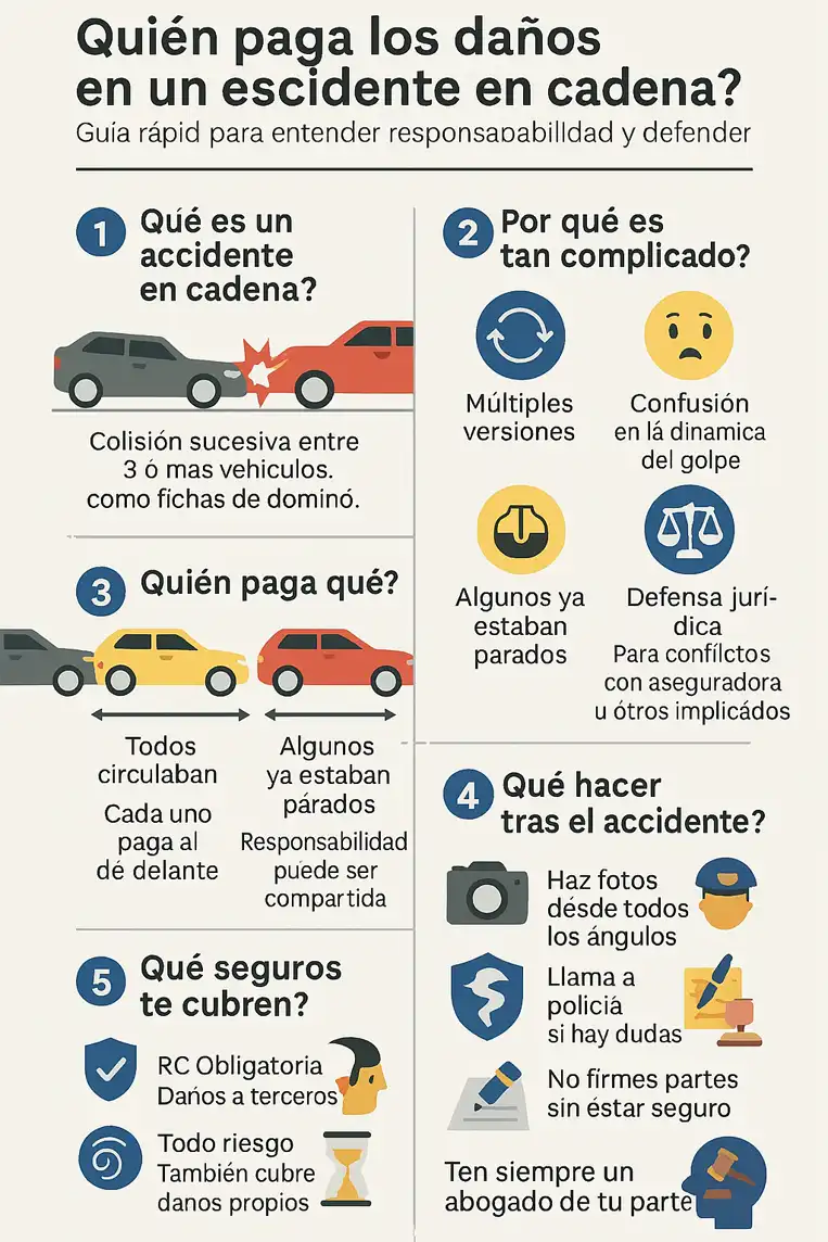 quién paga los daños en un accidente en cadena infografía