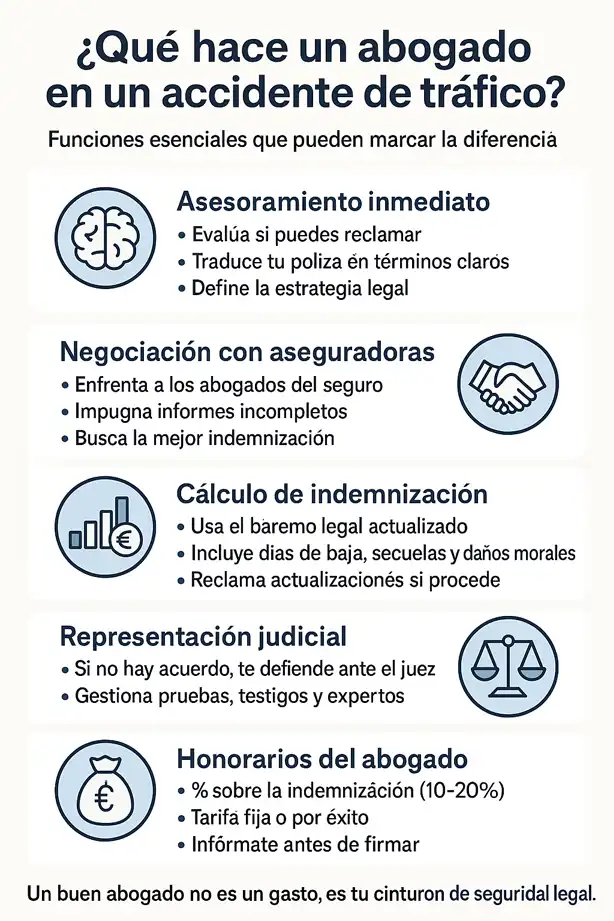 Qué hace un abogado en un accidente de tráfico infografía