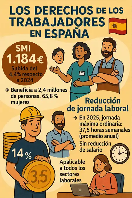 Qué derechos tienen las personas que trabajan en España infografía