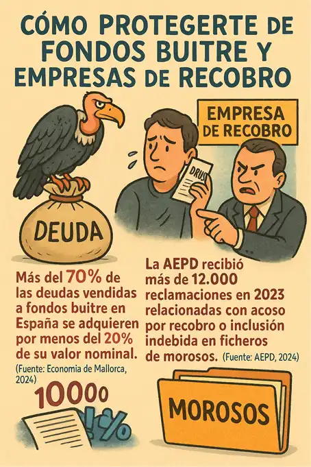 Cómo protegerte de fondos buitre y empresas de recobro en España infografía